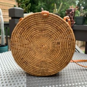NEW Large Flower Pattern Rattan Bag